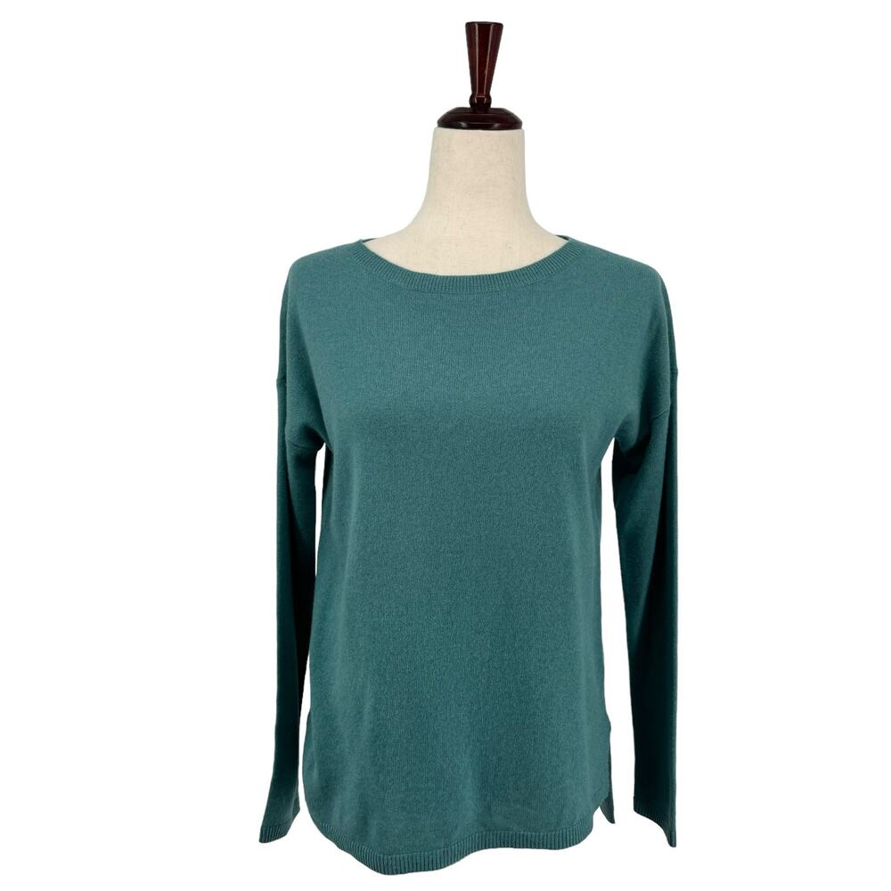 Talbots Pure Cashmere Sweater S Teal Green Soft Warm‎ Comfy Winter Basic